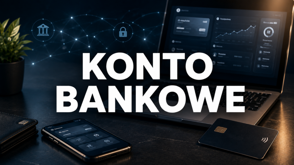 Konto bankowe – grafika przedstawiająca nowoczesną bankowość i płatności