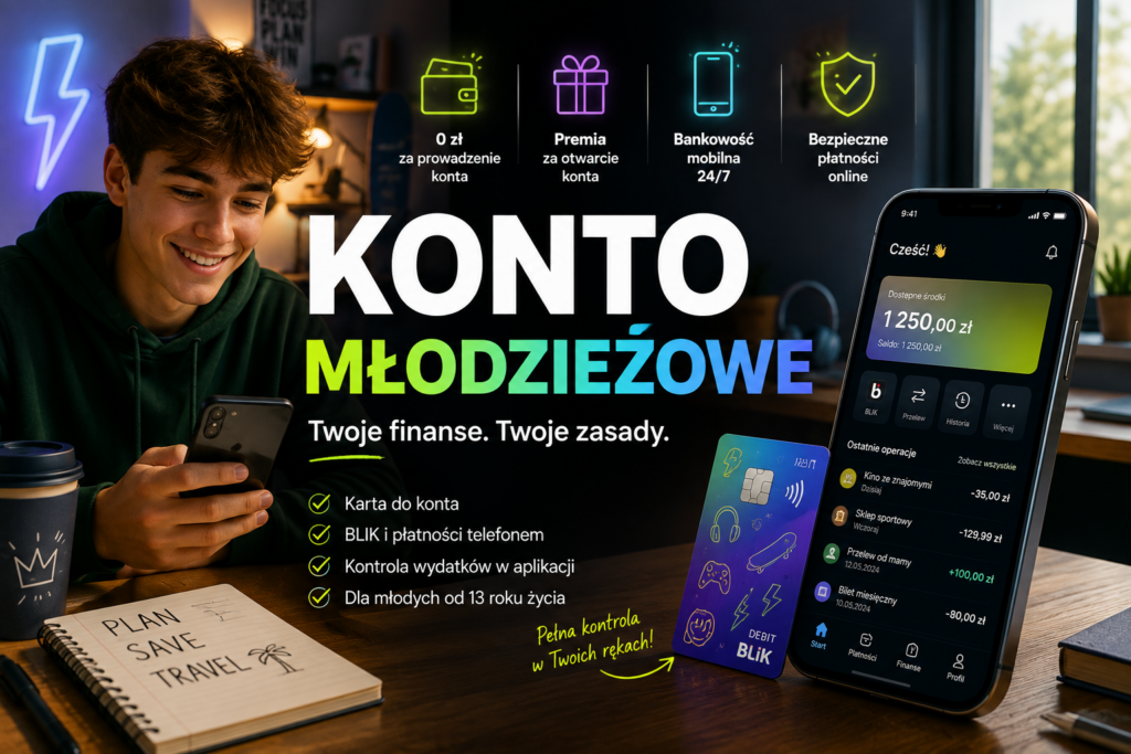 Konto młodzieżowe do zarządzania pieniędzmi przez nastolatka