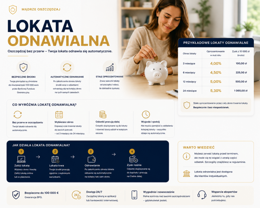 Lokata odnawialna – symbol automatycznego rozpoczęcia kolejnego okresu lokaty